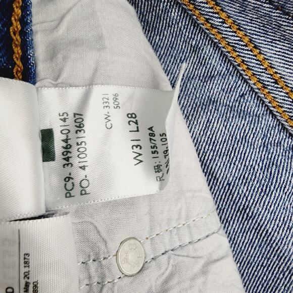 Levi's Wedgie Straight Leg Distressed High Rise Jeans Oxnard Drive Dark Blue 31 - Picture 8 of 13